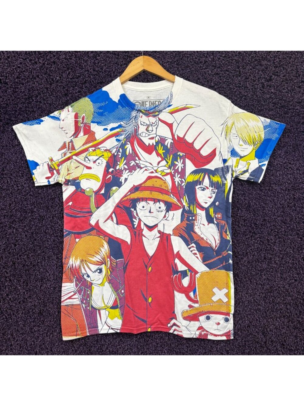 One Piece The Straw Hat Pirate Crew All Over Double Sided T-Shirt Size Medium